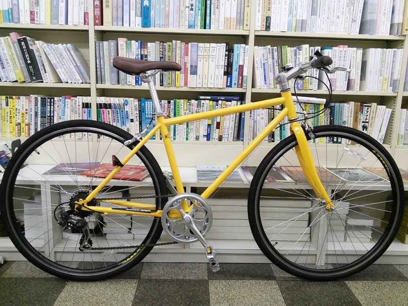 中古自転車 クロスバイク 700 28c 7段変速 キャリパーブレーキ イエロー 古本と中古自転車の現代屋