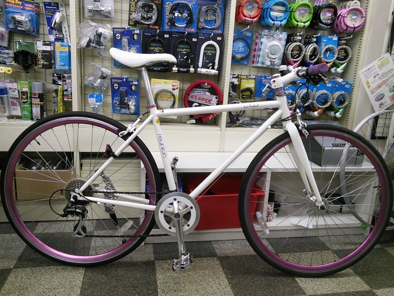 中古自転車 Reunion Liw クロスバイク 700 25c 8段変速 ホワイト 古本と中古自転車の現代屋