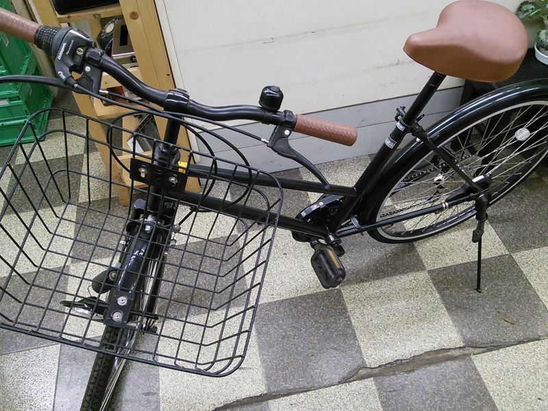 中古自転車〕シティサイクル 26インチ 外装6段変速 大型カゴ ダークグリーン - 古本と中古自転車の現代屋
