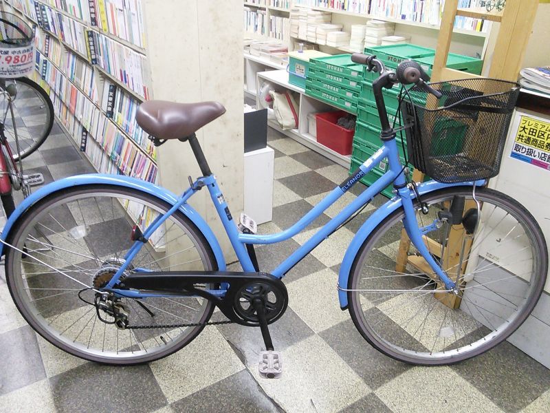 中古自転車〕シティサイクル 26インチ 外装6段変速 青系 - 古本と中古自転車の現代屋