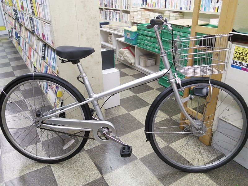 中古自転車 良品計画 無印良品 シティサイクル 26インチ シングル オートライト ステンレスカゴ ローラーブレーキ タイヤ新品 シルバー ブラック 古本と中古自転車の現代屋 中古自転車 良品計画 無印良品 シティサイクル 26インチ シングル オートライト ステンレスカゴ ローラーブレーキ タイヤ新品 シルバー ブラック 古本と中古自転車の現代屋