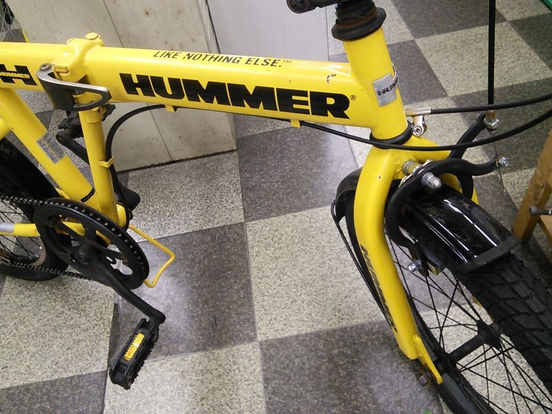 〔中古自転車〕HUMMER ハマー 折りたたみ自転車 20インチ 外装6段変速 イエロー - 古本と中古自転車の現代屋