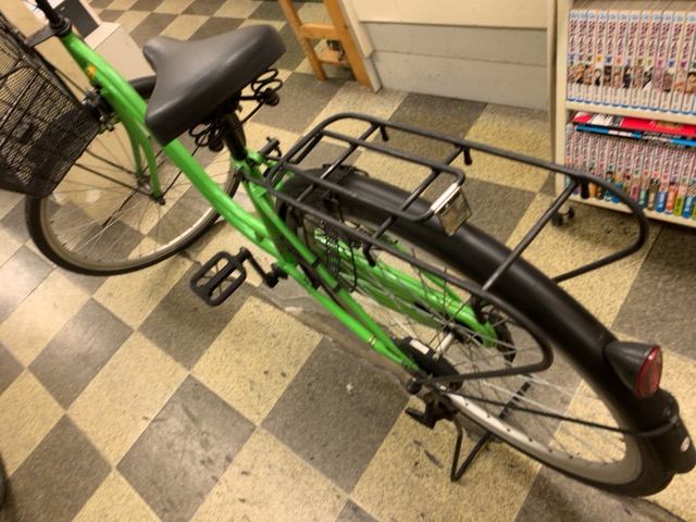 中古自転車〕シティサイクル ママチャリ 26インチ シングル ノーパンクタイヤ ライトグリーン - 古本と中古自転車の現代屋