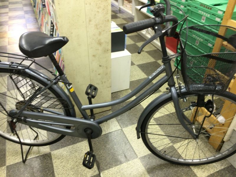 中古自転車〕シティサイクル ママチャリ 26インチ シングル グレー 